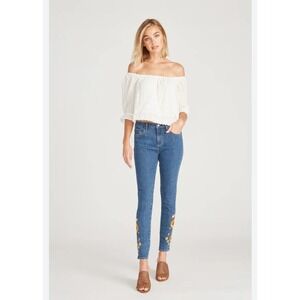 Driftwood Jeans 26/28 Jackie Embroidered Sunflower Floral Denim Skinny Stretch